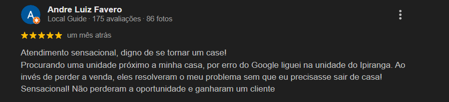 Depoimento de cliente